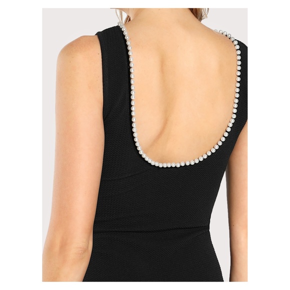 Black Sleeveless Pearl Embellished Bodycon… - Picture 4 of 5
